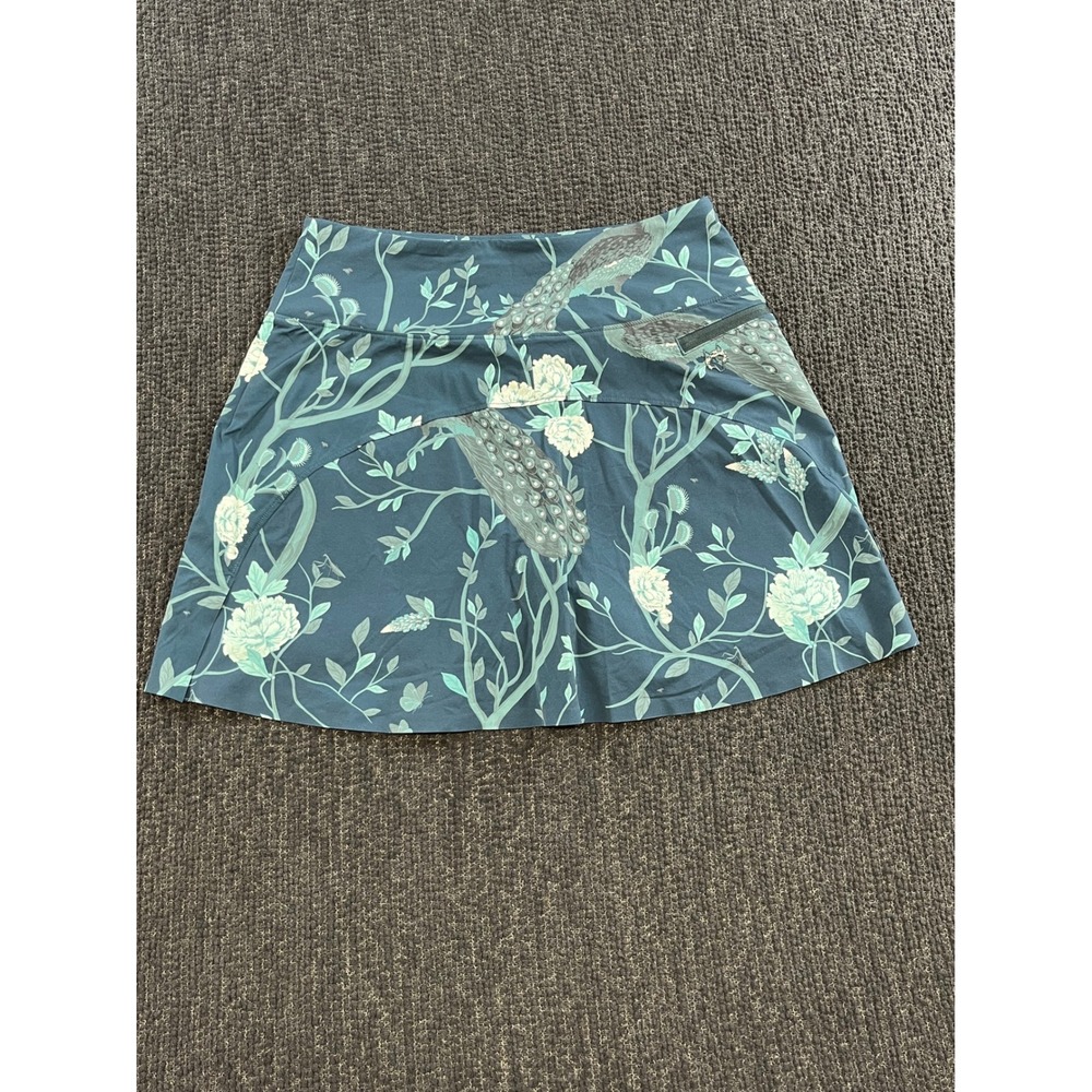 Greyson Womens Peacock Floral Performance Golf Skort Teal XS Active Skirt - Picture 2 of 8